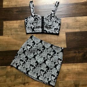 Printed Crop Top & Skirt Set